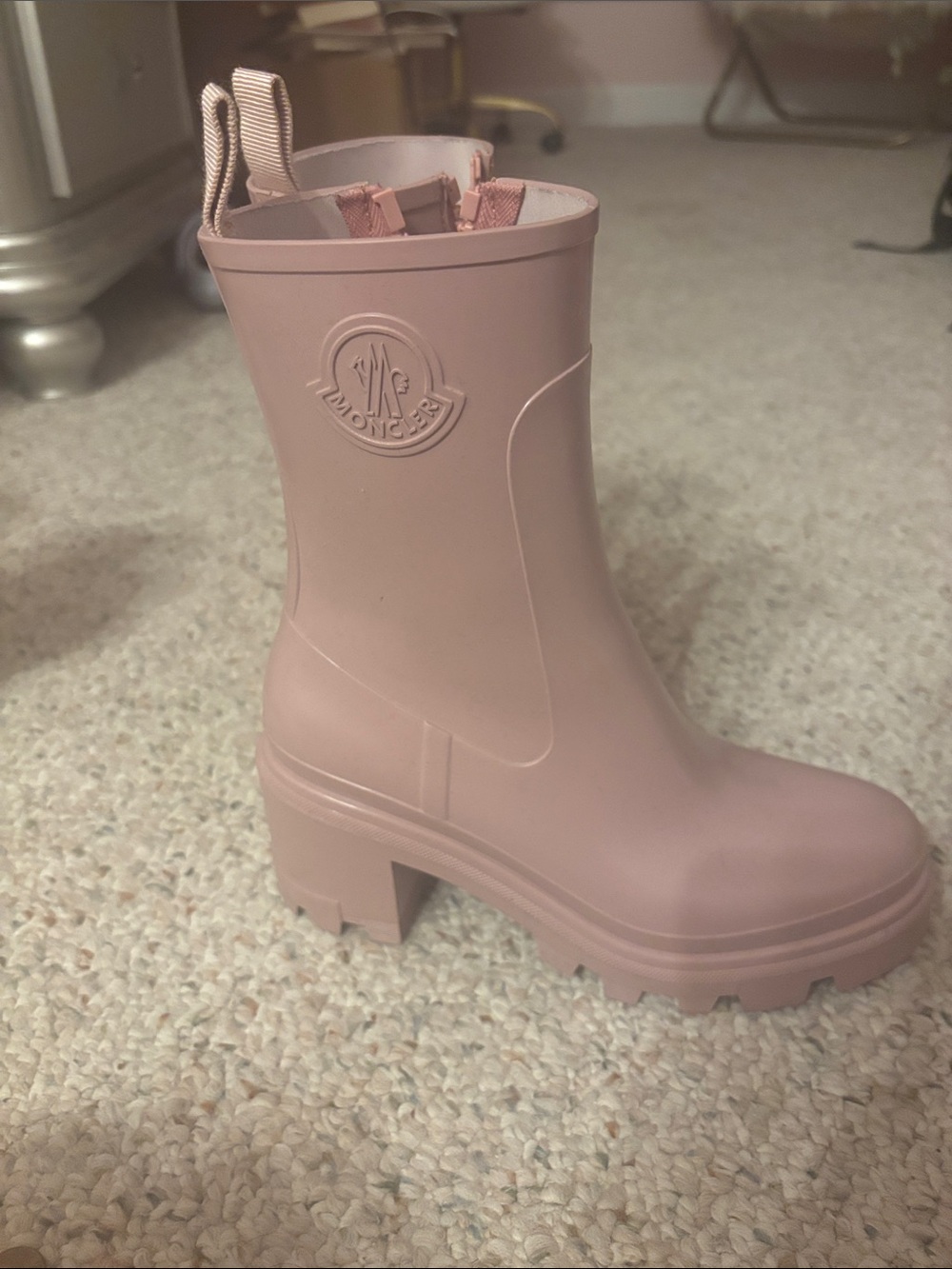 Moncler Women's Loftgrip Blush Rubber Lug Heel Boot